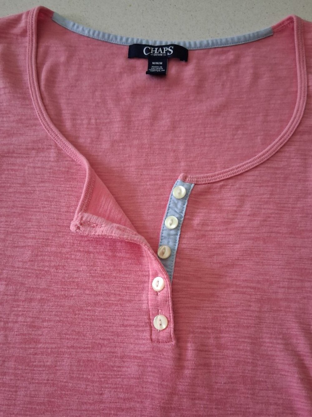 CHAPS Pink Short Sleeve Henley Button Tee Women's Size M - Picture 8 of 11